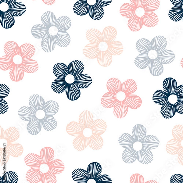 Fototapeta Vector seamless pattern with hand drawn flowers.