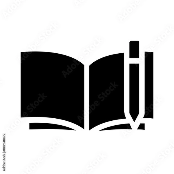 Obraz open book with pen vector illustration