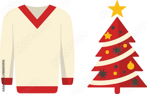 Fototapeta vector illustration of a christmas tree