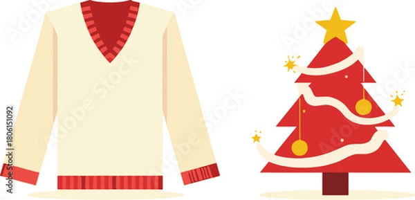 Fototapeta vector illustration of a christmas tree