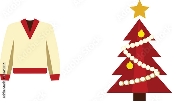 Fototapeta vector illustration of a christmas tree