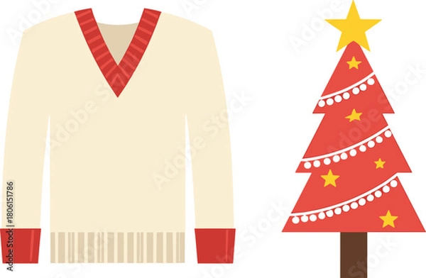 Fototapeta vector illustration of a christmas tree