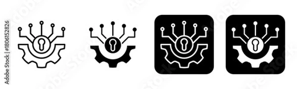 Fototapeta Technology Icon Line and Black Fill Style Collection