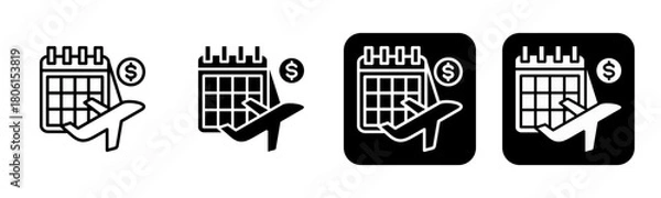 Obraz Paid Time Off Icon Line and Black Fill Style Collection