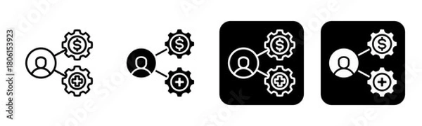 Fototapeta Employee Benefits Icon Line and Black Fill Style Collection