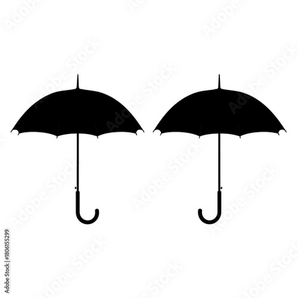 Obraz Two black umbrella silhouettes isolated on white background