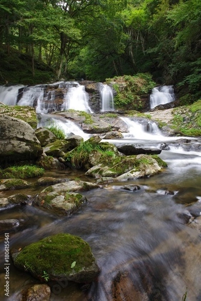 Fototapeta 福島県鮫川村にある大小様々な滝を総称し江竜田の滝と呼ぶ。絶景ポイントとなっている。これは二見ヶ滝