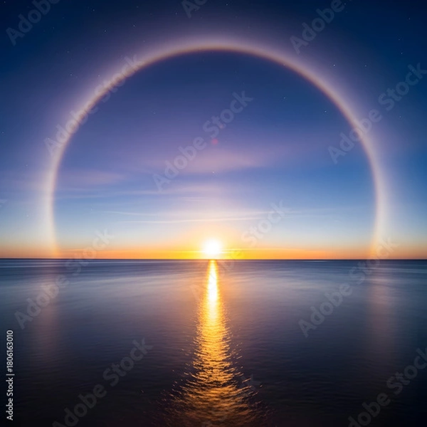 Fototapeta Dramatic Sunburst Over a Misty Forest Waterfall