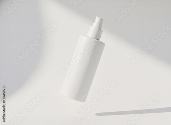 Fototapeta minimal product serum mockup, clean white background, soft shadows.
