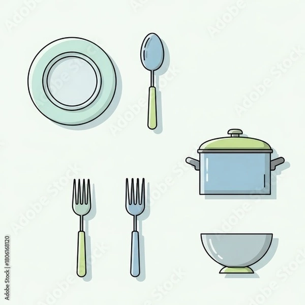 Fototapeta Kitchen Utensil Vector Set
