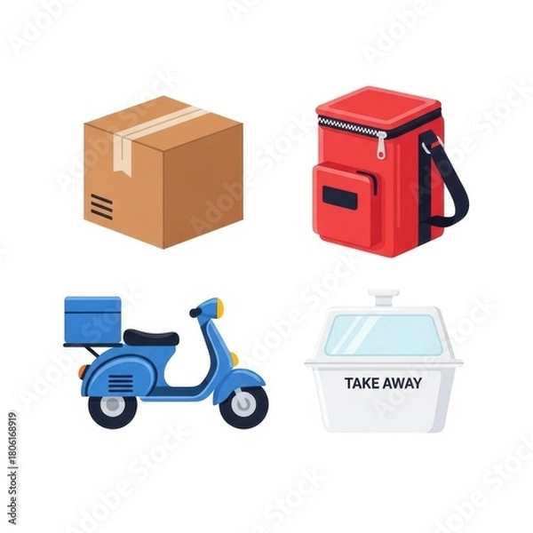 Obraz Food Delivery Vector Icons
