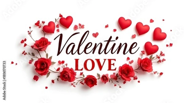 Obraz Valentine's Day floral arrangement, isolated on transparent background