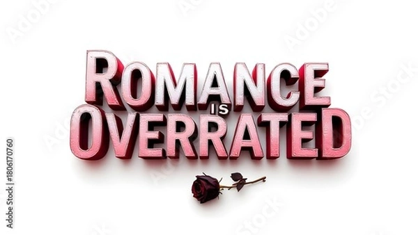 Obraz Romance is Overrated Text with Rose, isolated on transparent background