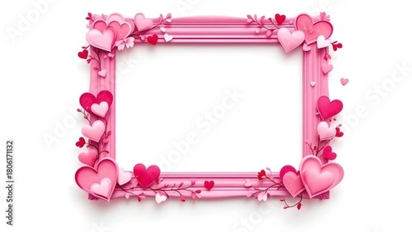 Obraz Pink Heart Frame 3d rendered, isolated on transparent background