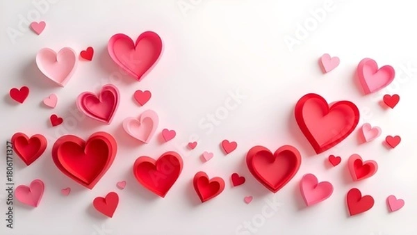 Obraz Floating Hearts Arrangement, isolated on transparent background