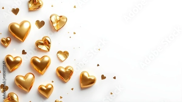 Obraz Golden Hearts Scatter, isolated on transparent background