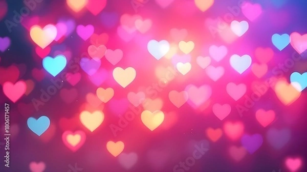 Obraz Abstract hearts bokeh, isolated on transparent background
