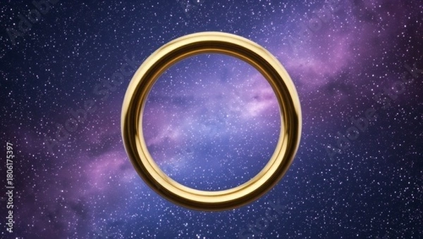 Obraz Golden Ring in Cosmic Nebula Space
