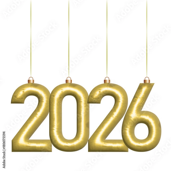 Fototapeta Golden hanging 2026 new year design element