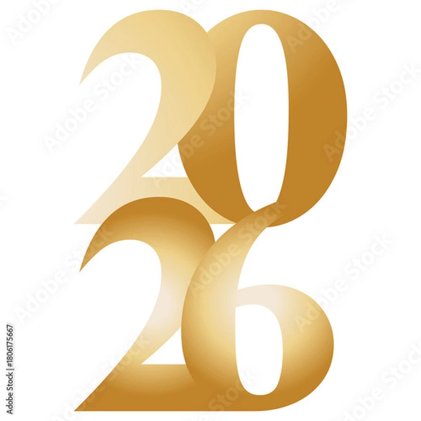 Fototapeta golden cream gradient new year wishes 2026 text design element 
