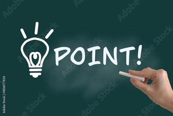 Obraz 黒板にポイントの文字を書く手
