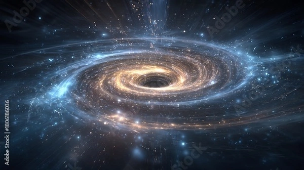 Fototapeta Black hole information paradox visualized stream of light data escaping singularity quantum tunneling across spacetime curvature futuristic cosmic concept