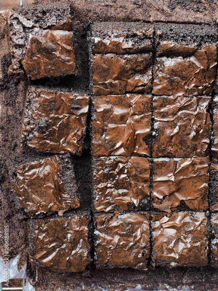 Obraz top view dark chocolate brownies