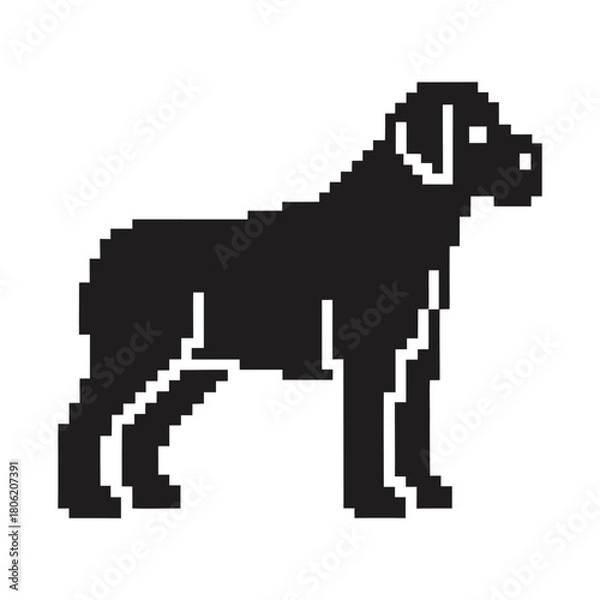 Fototapeta Pixelated Rottweiler Dog on White Background, Cute Animal Icon