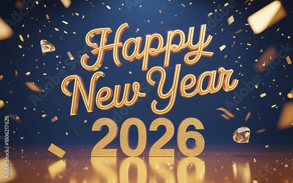 Obraz Happy New Year 2026 celebration design with festival background