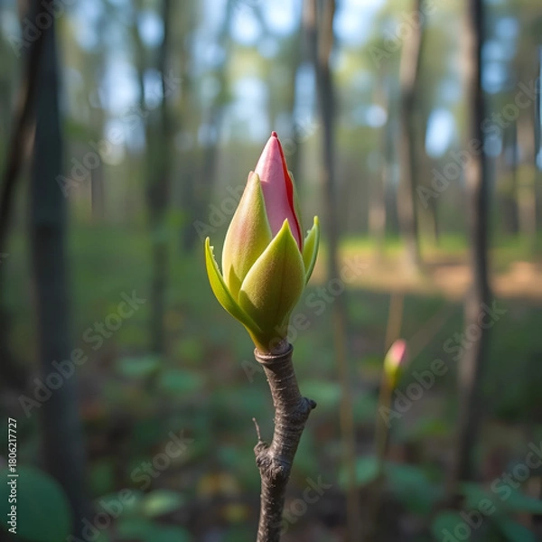 Obraz Tree bud - Spring growth in the forest