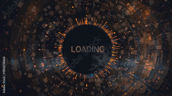 Obraz dots spinning animation loading and buffering icon animation-looped Loading circle animation on black background. loading bar animation.