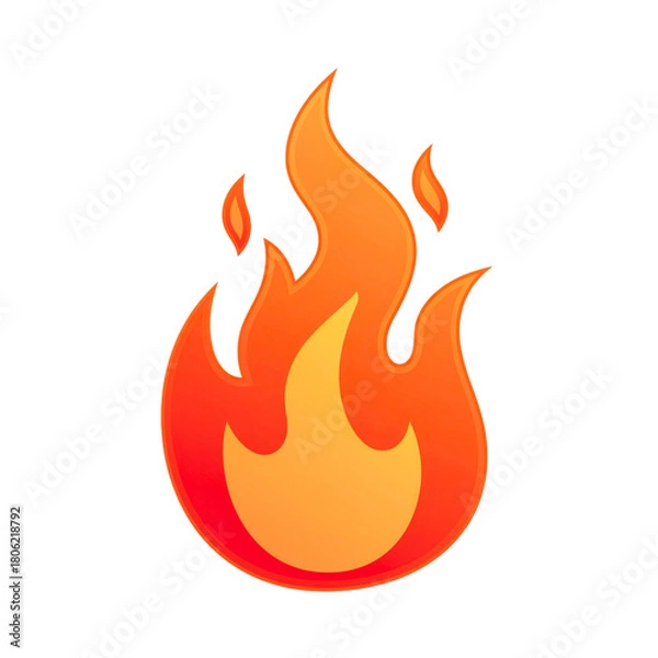 Obraz PNG Cartoon orange and red flame icon, isolated on transparent background