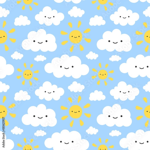 Obraz Cute Cloud Seamless Pattern Vector
