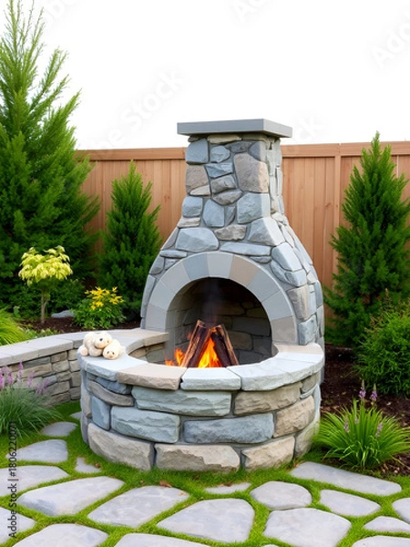 Obraz Stone Fire Pit: Outdoor Fire Feature for Backyard & Patio transparent background