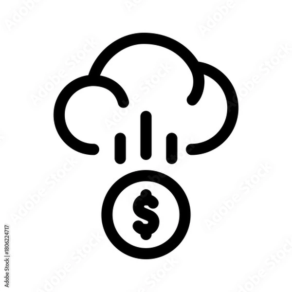 Fototapeta Money and Cloud Icon Financial Line Style Vector