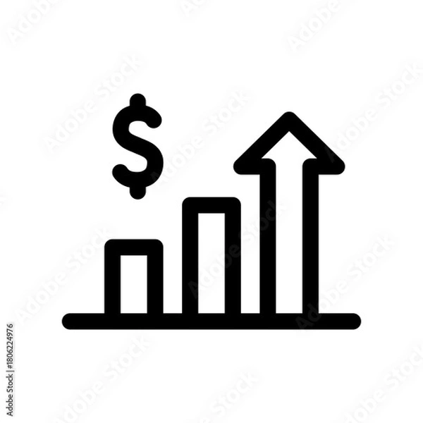 Fototapeta Growth Bar Icon Financial Line Style Vector