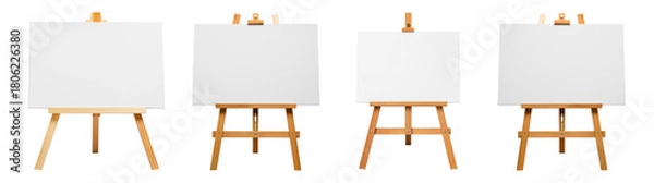 Fototapeta PNG Assorted Wooden easel with blank canvas, element set on transparent background