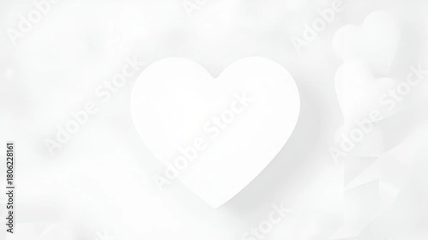 Obraz White heart shape resting on a transparent background, representing love, romance, and the spirit of valentine's day celebrations