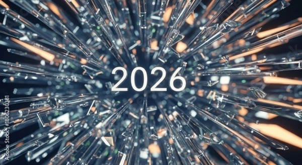 Fototapeta Future Perspective for 2026 With Dynamic Crystalline Effect
