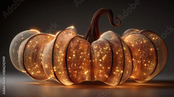 Fototapeta Drift pumpkin with floating segments and soft beam lights on white