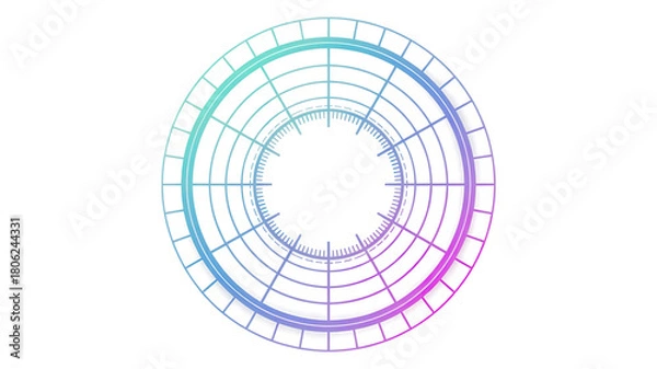Obraz Gradient Futuristic Circular HUD – Multicolor Cyber Interface Ring for Sci-Fi UI, Dashboard Visuals, and High-Tech Data Systems