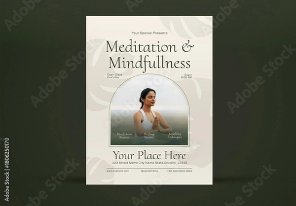 Obraz Beige Minimal Meditation & Mindfullness Flyer Layout
