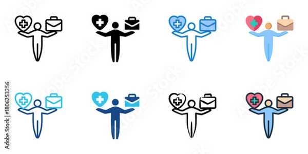 Obraz Work life balance icon set multiple style collection 
