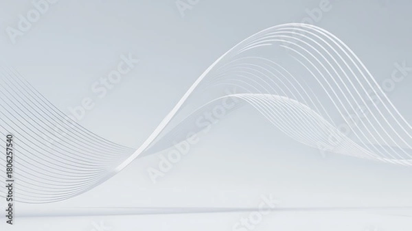Obraz White Wave Wireform Shape