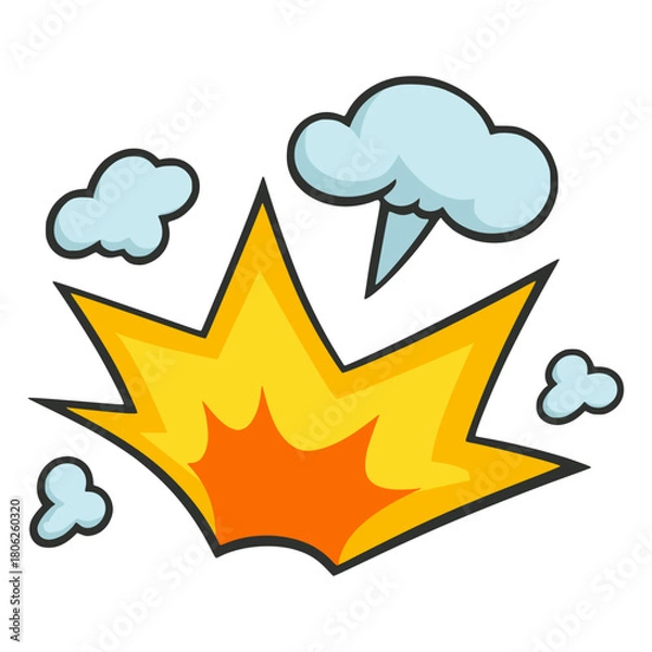 Obraz Explotion effect with smoke flat color vector illustration template design