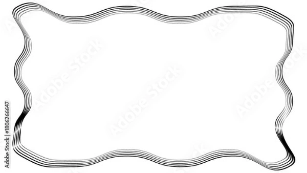 Fototapeta Minimal wavy border line with texture on transparent background with for decoration