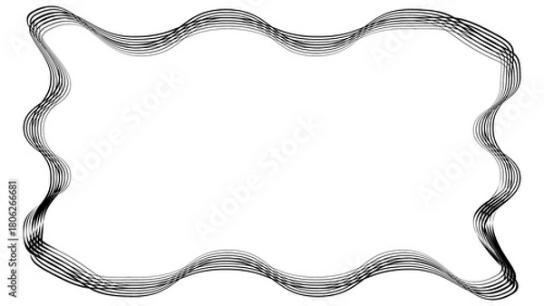 Fototapeta Minimal wavy border line with texture on transparent background with for decoration