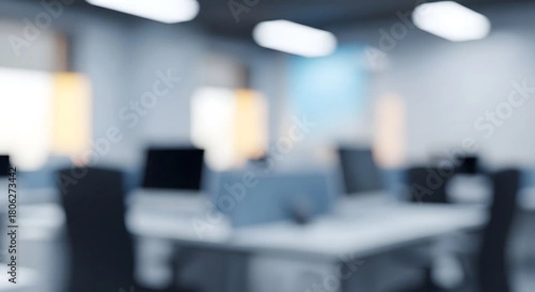 Obraz Blurred office interior workspace business design modern light corporate abstract background workplace