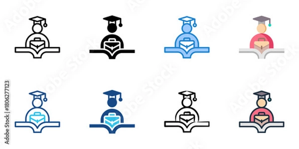 Fototapeta Internship program icon set multiple style collection 
