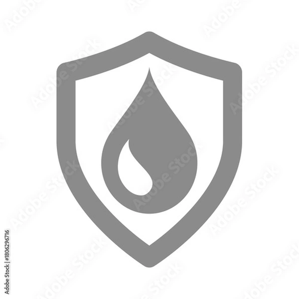 Obraz Waterproof or rust-proof drop with shield. Rustproof or water proof vector icon label.